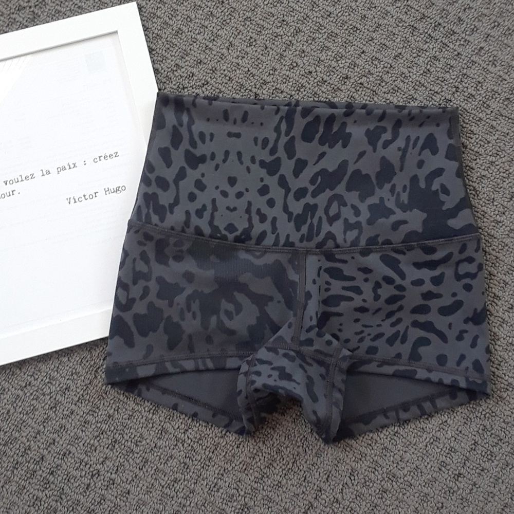 Lululemon black & gray hi rise luon shorts